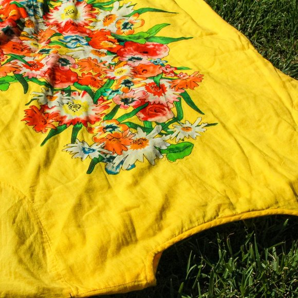 Yellow Screen Printed Chemise Aesthetic Mini Dress - Picture 9 of 13